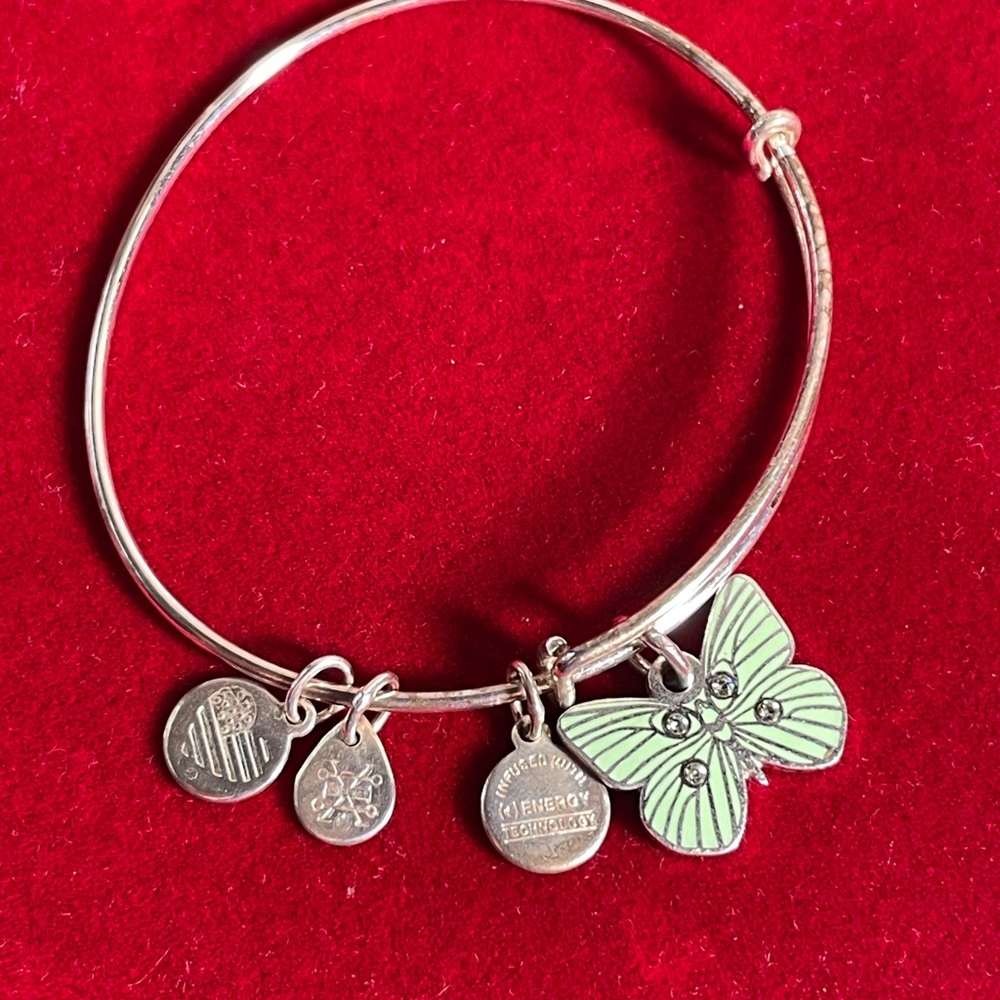 Alex and Ani Green Butterfly Bracelet with Swarovski crystals